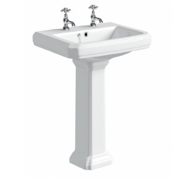 Astley 600mm 2 Tap Hole Basin & Pedestal