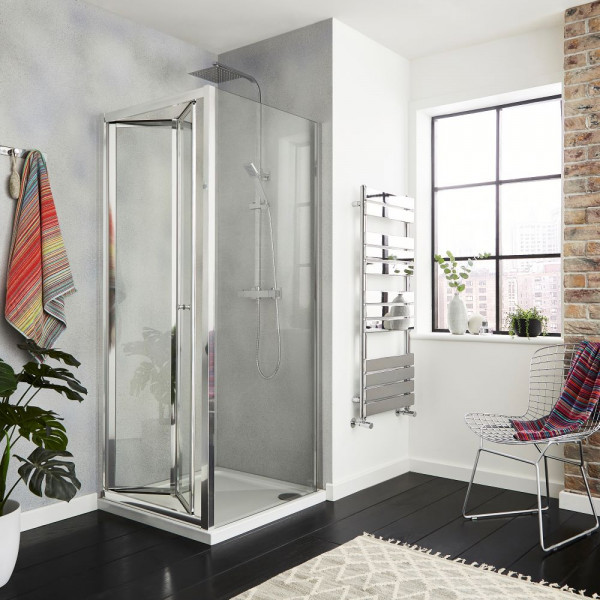 Chrome Bi-Fold Shower Door – 4mm Toughened Safety Glass