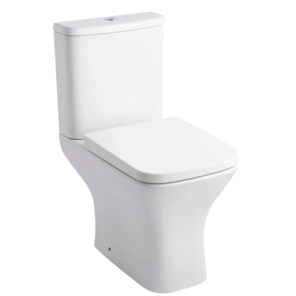 Primo Square Close Coupled Open Back Toilet with Soft Close Seat
