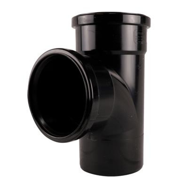 110mm Push Fit Double Socket Soil Pipe Branch Black Drainage Waste Fitting