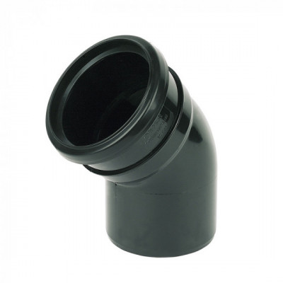 110mm Push Fit 45° Single Socket Soil Pipe Bend Black Drainage Waste Pipe Fitting