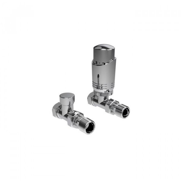 Straight Thermostatic Radiator Valve & Lockshield Pack - Chrome