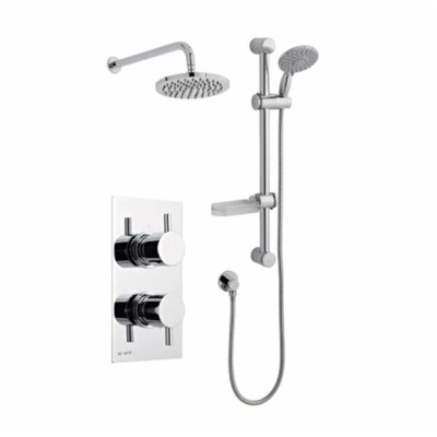 Plan Round Concealed Shower With Slide Rail Kit And Fixed Overhead Drencher
