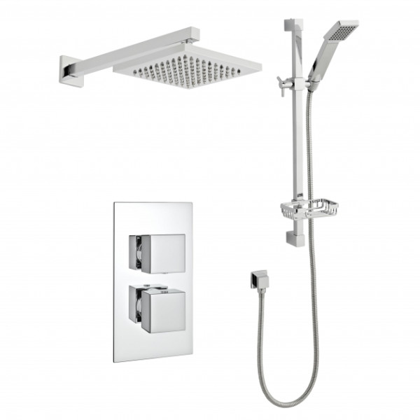 Pure Concealed Shower With Slide Rail Kit And Fixed Overhead Drencher